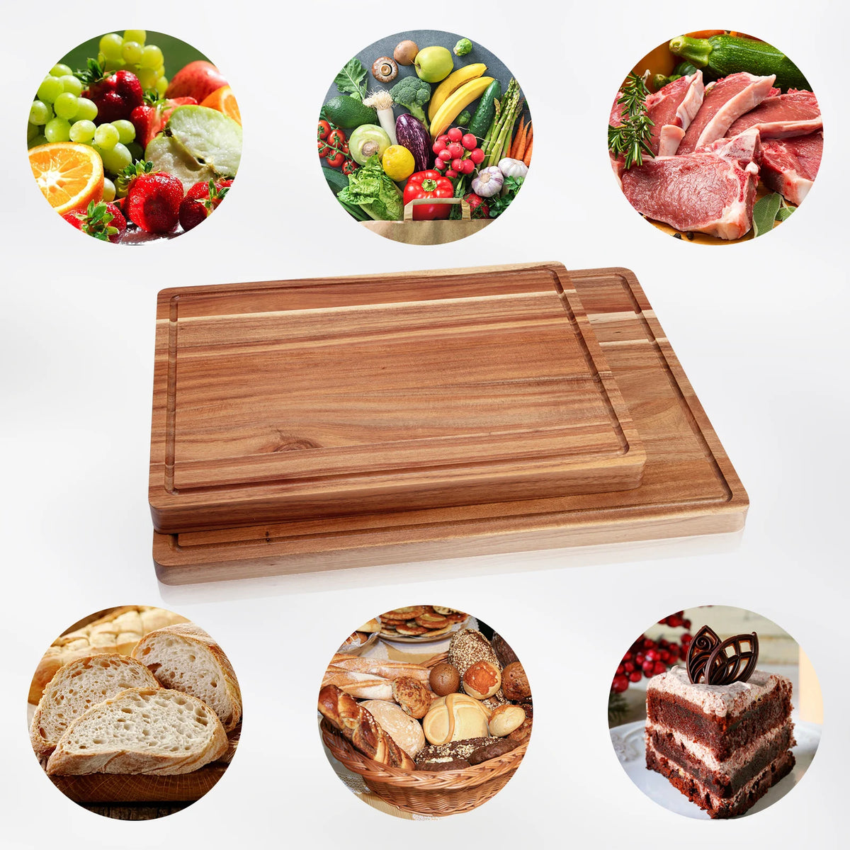 TWISTER.CK Acacia Wood Cutting Board With Side Handles