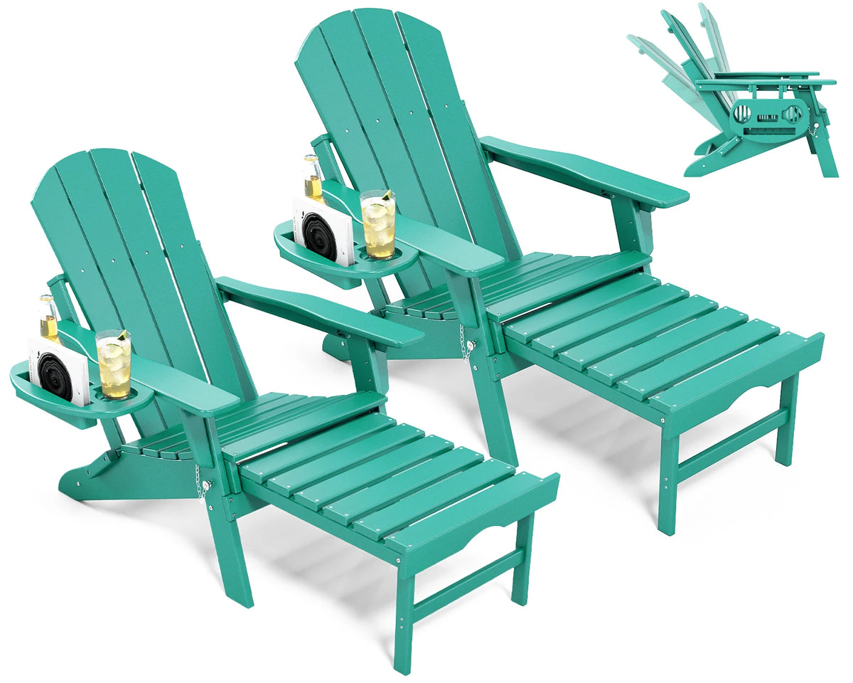 FOOWIN Adjustable HDPE Adirondack Chair With Retractable Ottoman