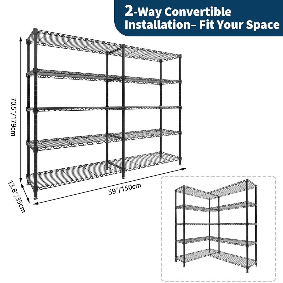 TWISTER.CK Heavy Duty Five Tier Metal Storage Shelving Unit