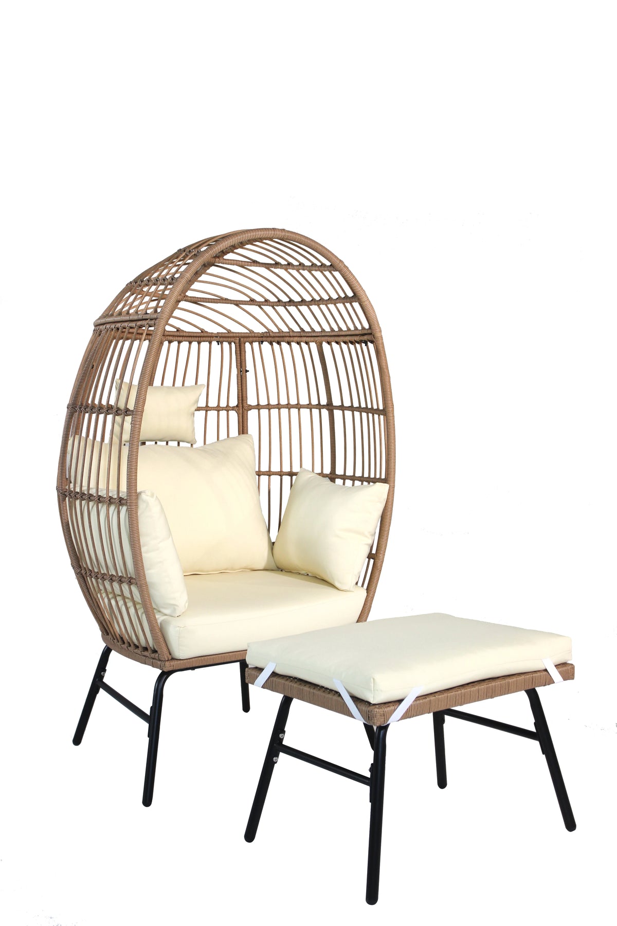 HiMiss Wicker Egg Chair With Ottoman For Outdoor Patio