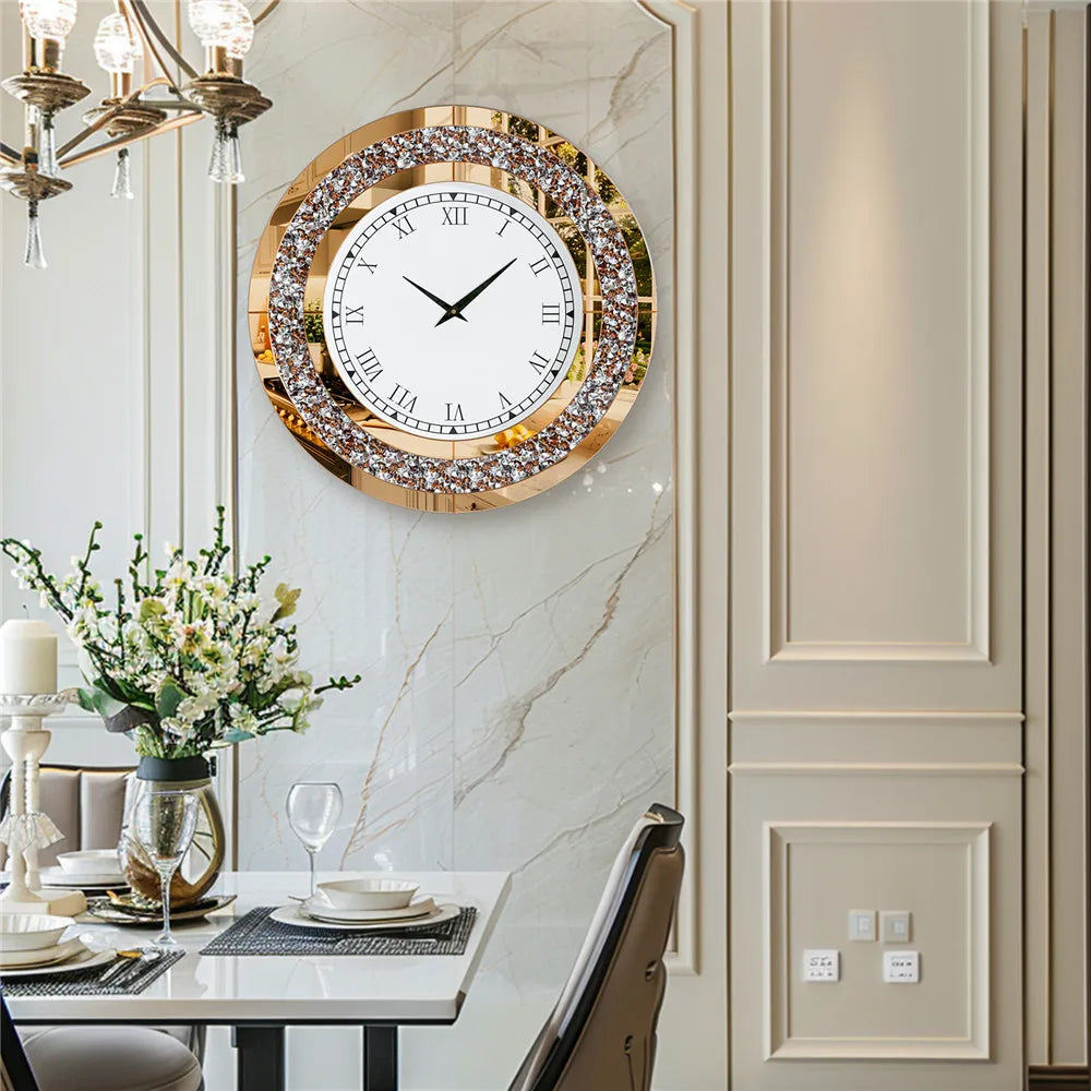 Glamorous Diamond Edge Quartz Wall Clock With Silent Sweep Movement