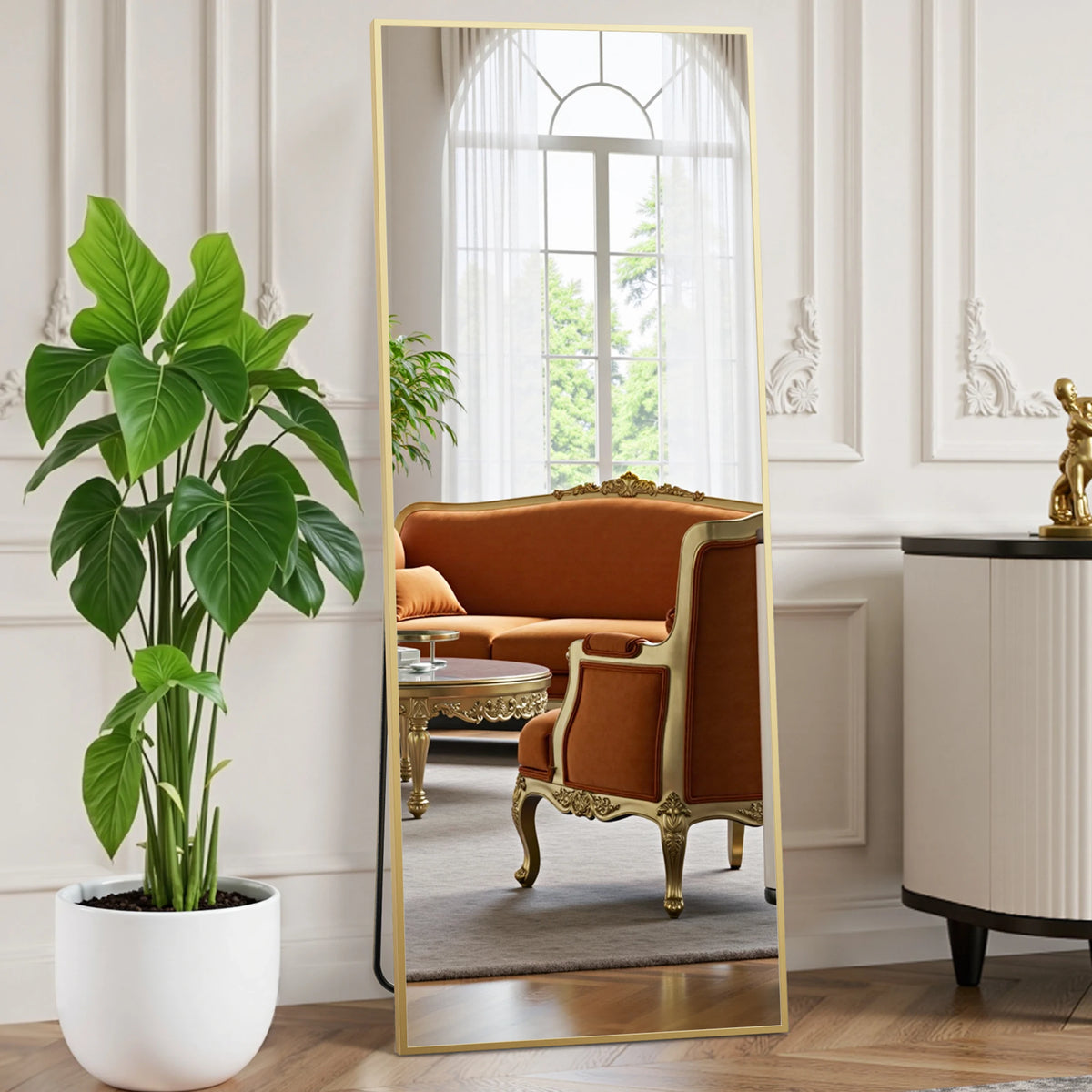 JHK Full Length Mirror With Tempered Glass Aluminum Frame