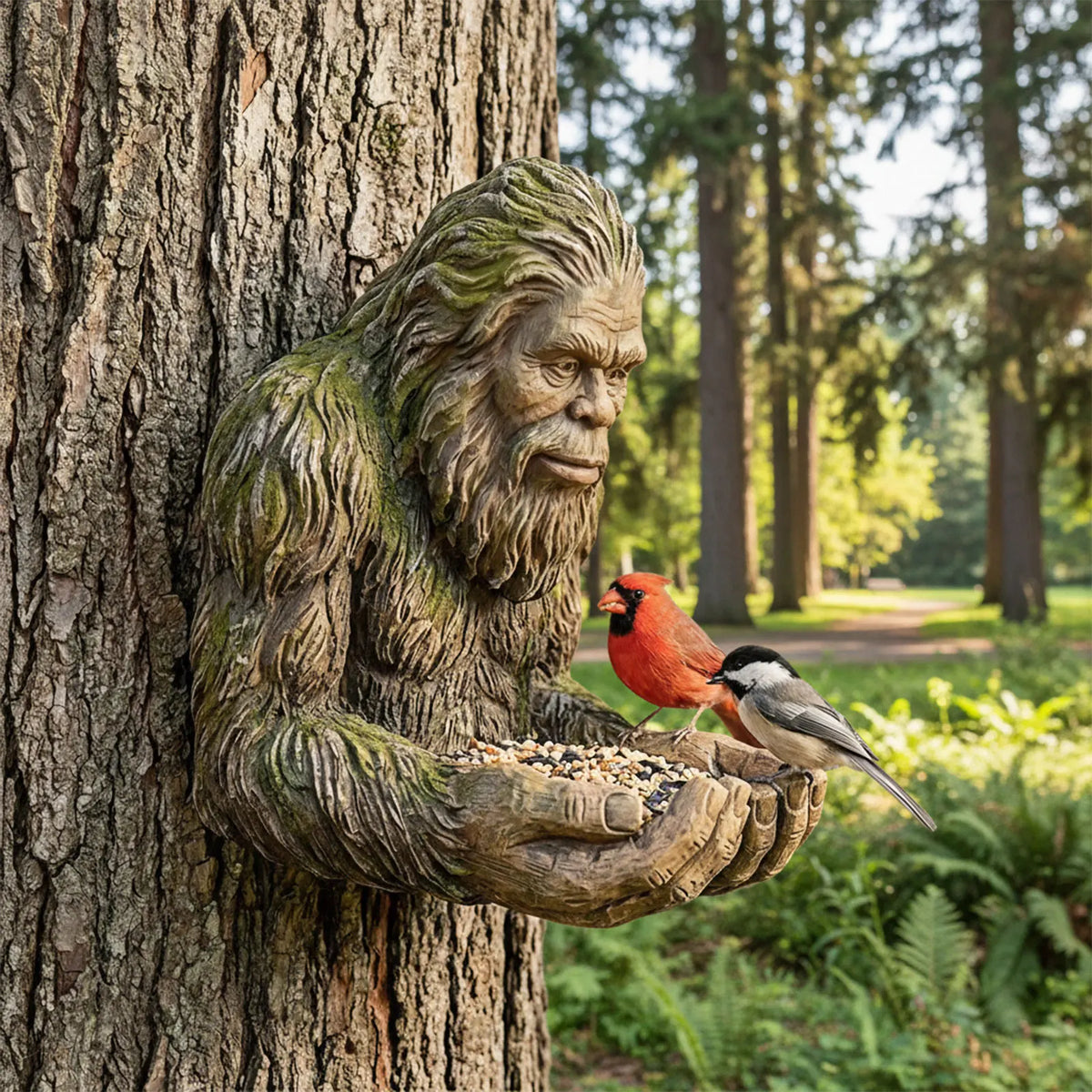 Big Foot Sasquatch Bird Feeder Waterproof Hidden Keyhole Hanger