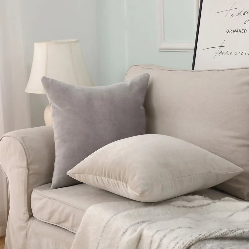 Solid Velvet Decorative Pillow Covers Two Pack Sofa And Bedroom