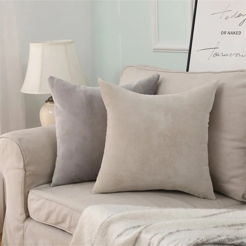 Solid Velvet Decorative Pillow Covers Two Pack Sofa And Bedroom