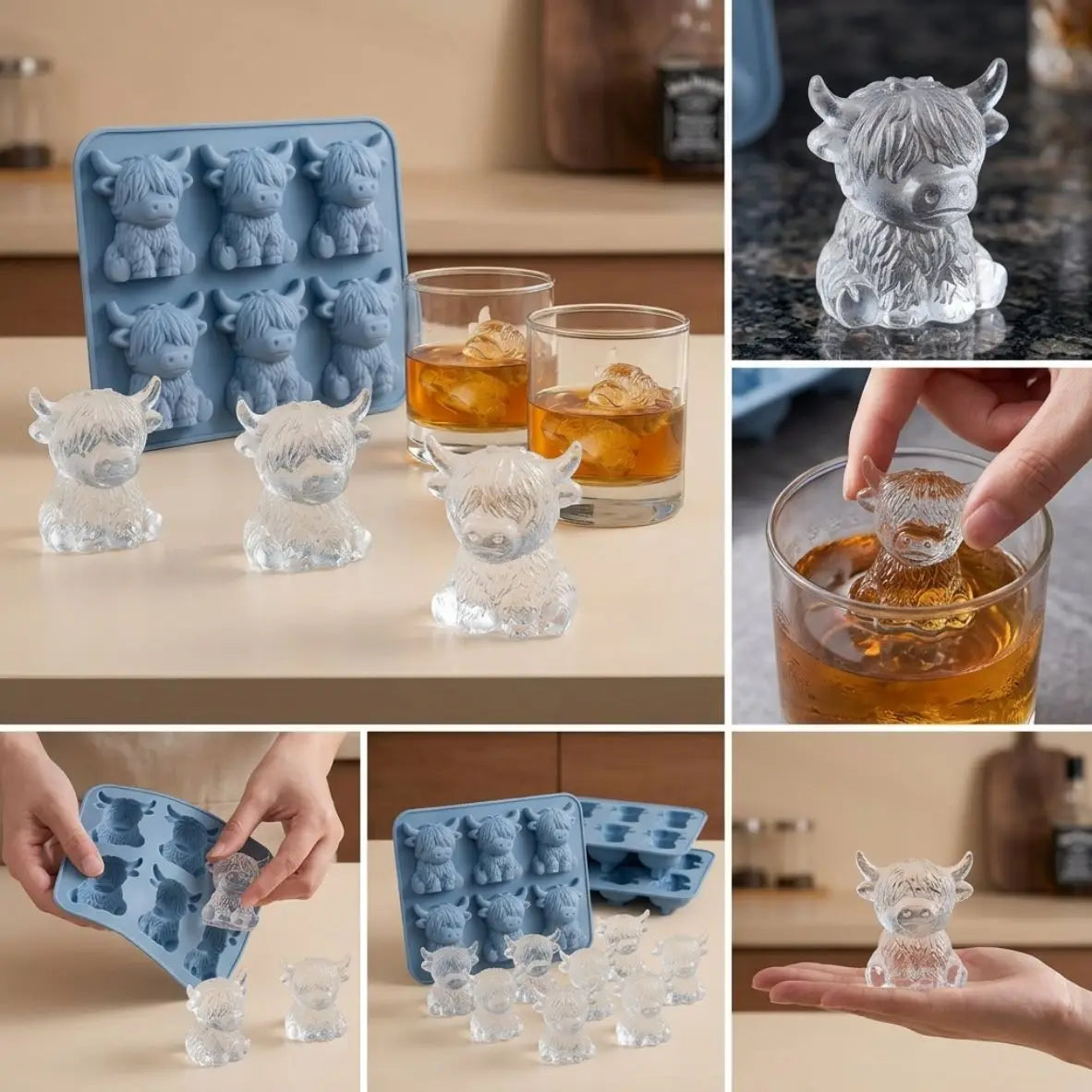 Highland Cow Silicone Ice Cube Mold For Whiskey Cocktails