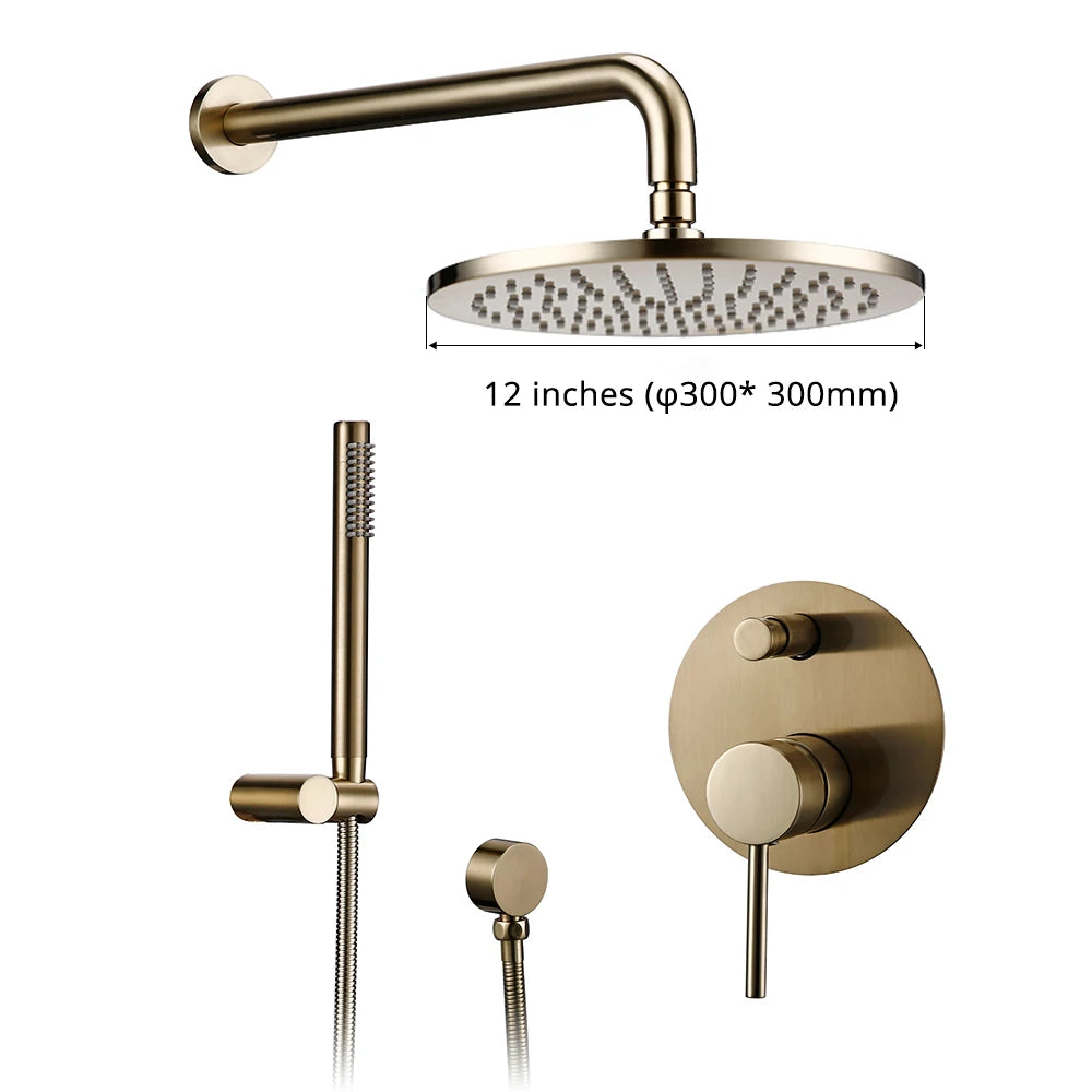 Bagnolux Wall Mounted Shower System With Rainfall Bathroom Faucet