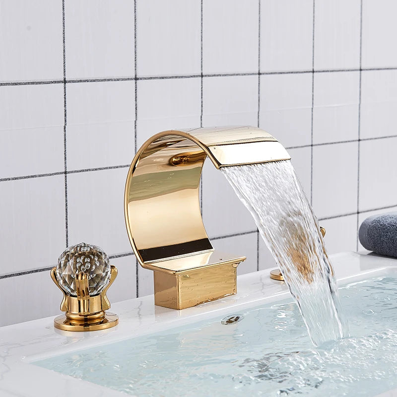 Wanmivezlo Brass Deck Mount Widespread Bathroom Basin Faucet Dual Handle