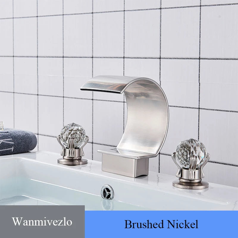 Wanmivezlo Brass Deck Mount Widespread Bathroom Basin Faucet Dual Handle