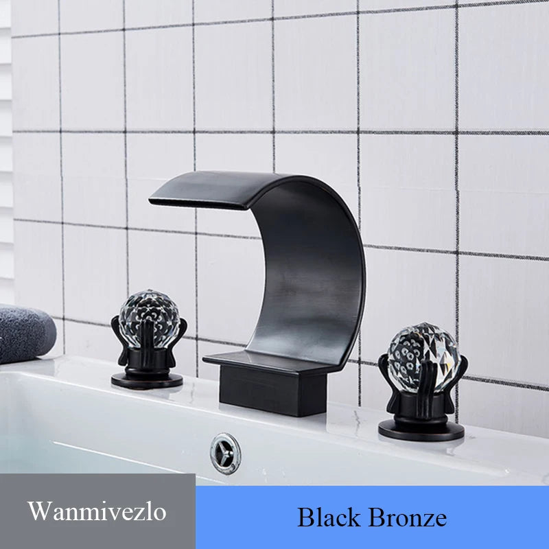 Wanmivezlo Brass Deck Mount Widespread Bathroom Basin Faucet Dual Handle