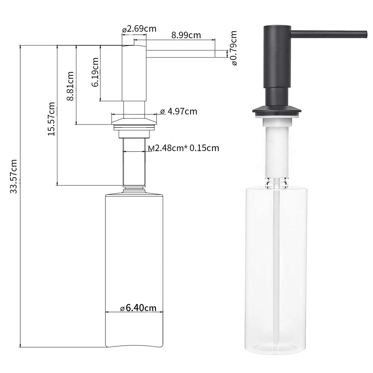 Samodra Liquid Soap Dispenser with Brass Pump Head 500ml Bottle