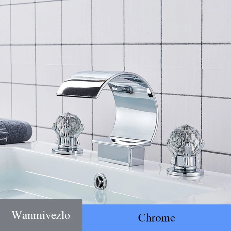 Wanmivezlo Brass Deck Mount Widespread Bathroom Basin Faucet Dual Handle