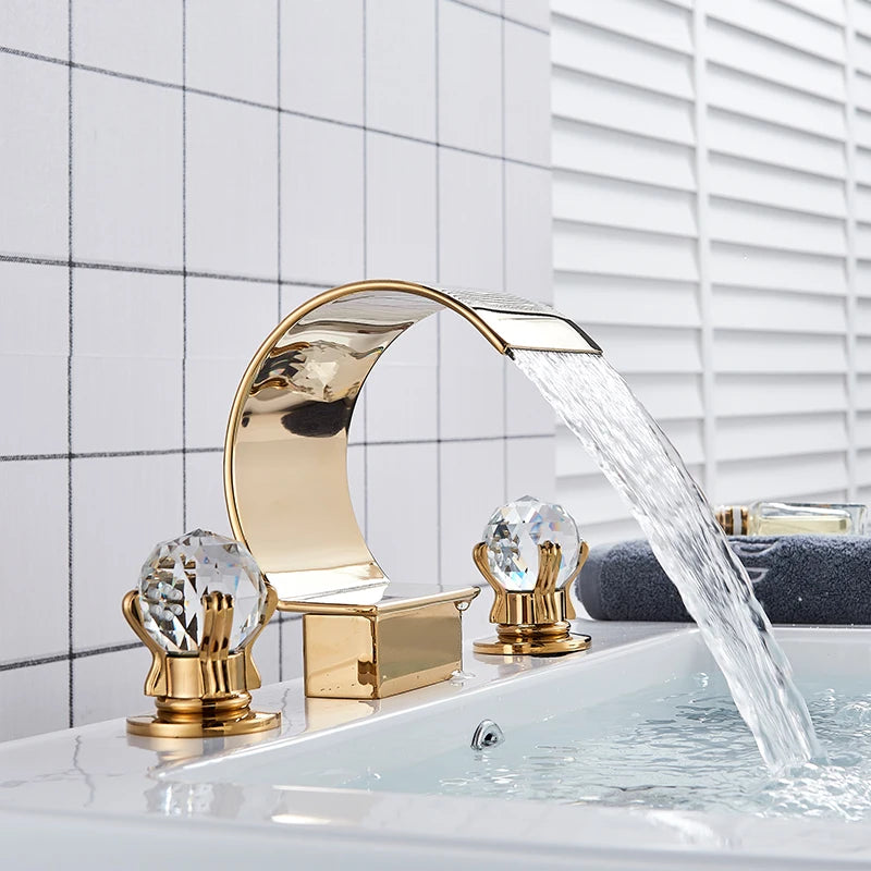 Wanmivezlo Brass Deck Mount Widespread Bathroom Basin Faucet Dual Handle