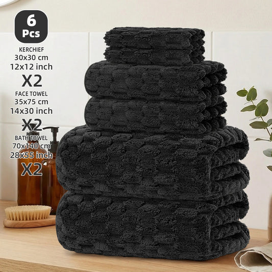 Luxury 6 Piece Velvet Bath Towel Set Soft Stain Resistant
