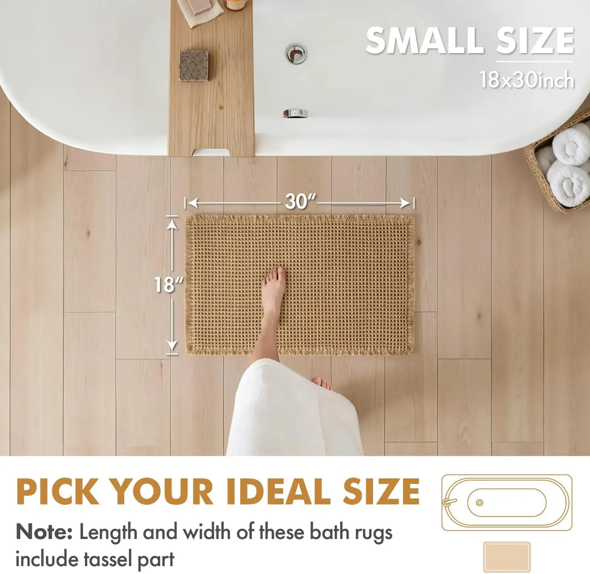 Waffle Bath Rugs Set Of 2 Non Slip Washable Mats For Bathroom