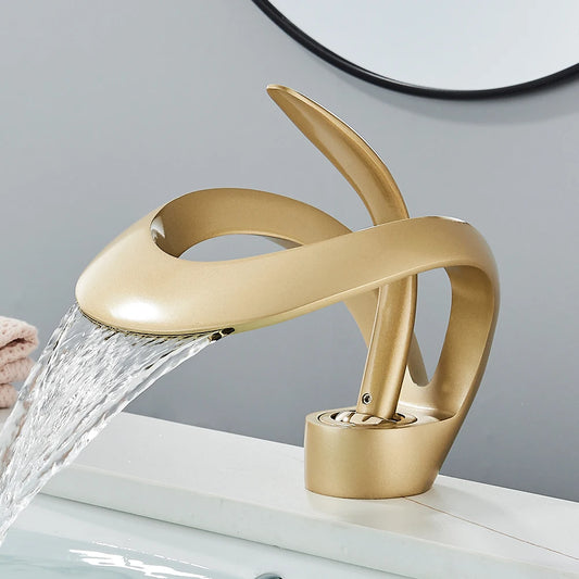 Rozin Luxury Basin Faucet Waterfall Deck Mount Hot Cold Mixer
