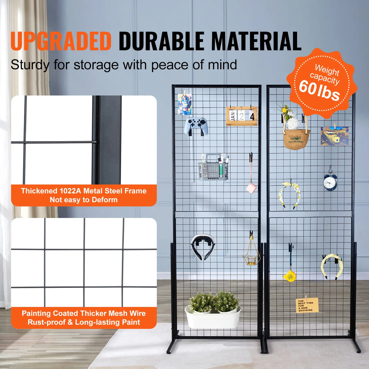 SucceBuy Grid Wall Panels Double Sided Gridwall Display Racks