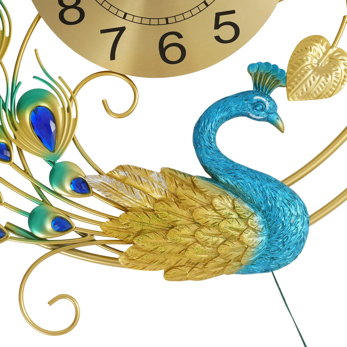 Elegant Peacock Wall Clock Silent Quartz Vintage Decor