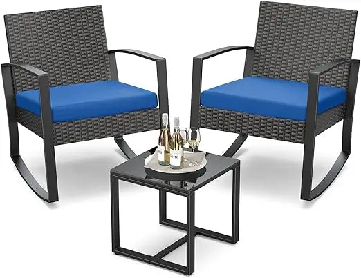 Outdoor Rattan Patio Bistro Furniture Set With Coffee Table