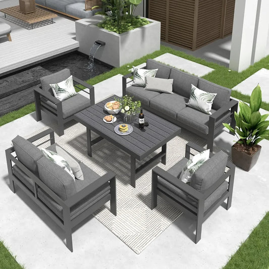 Aluminum Outdoor Patio Furniture Set With Durable Waterproof Cushions