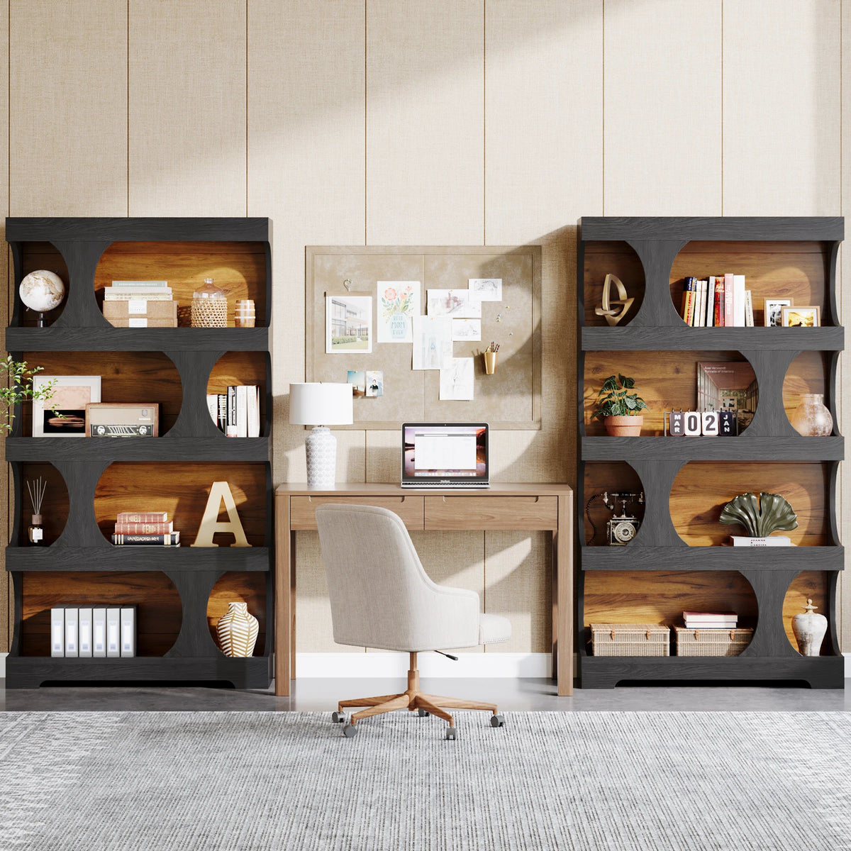 Tribesigns Four Tier S Shaped Wooden Bookcase Freestanding Display Shelf