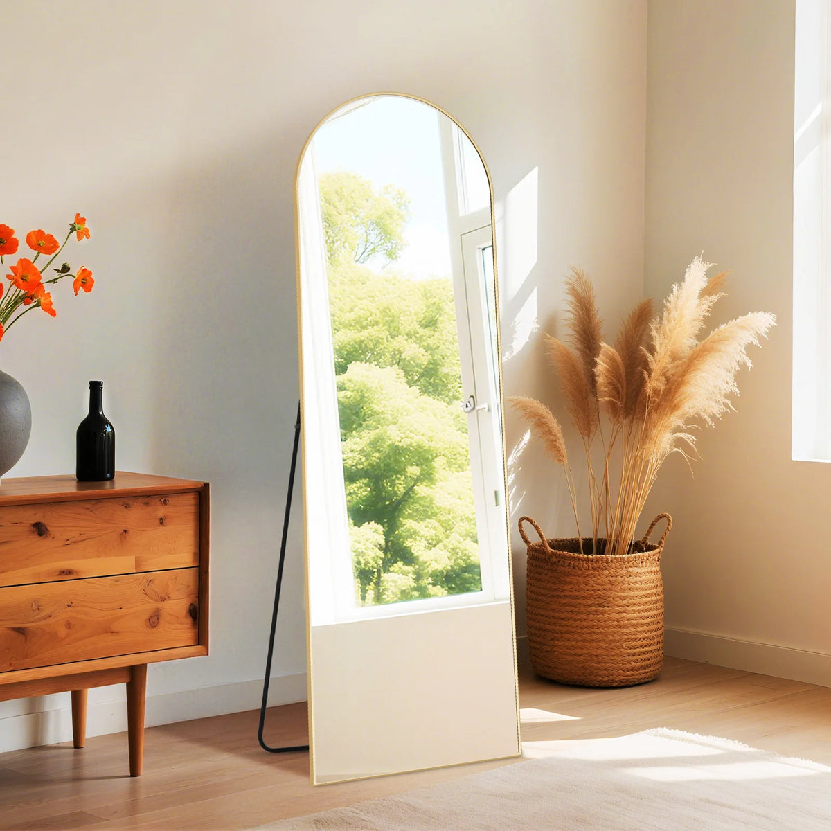 JHK Full Length Mirror With Tempered Glass Aluminum Frame