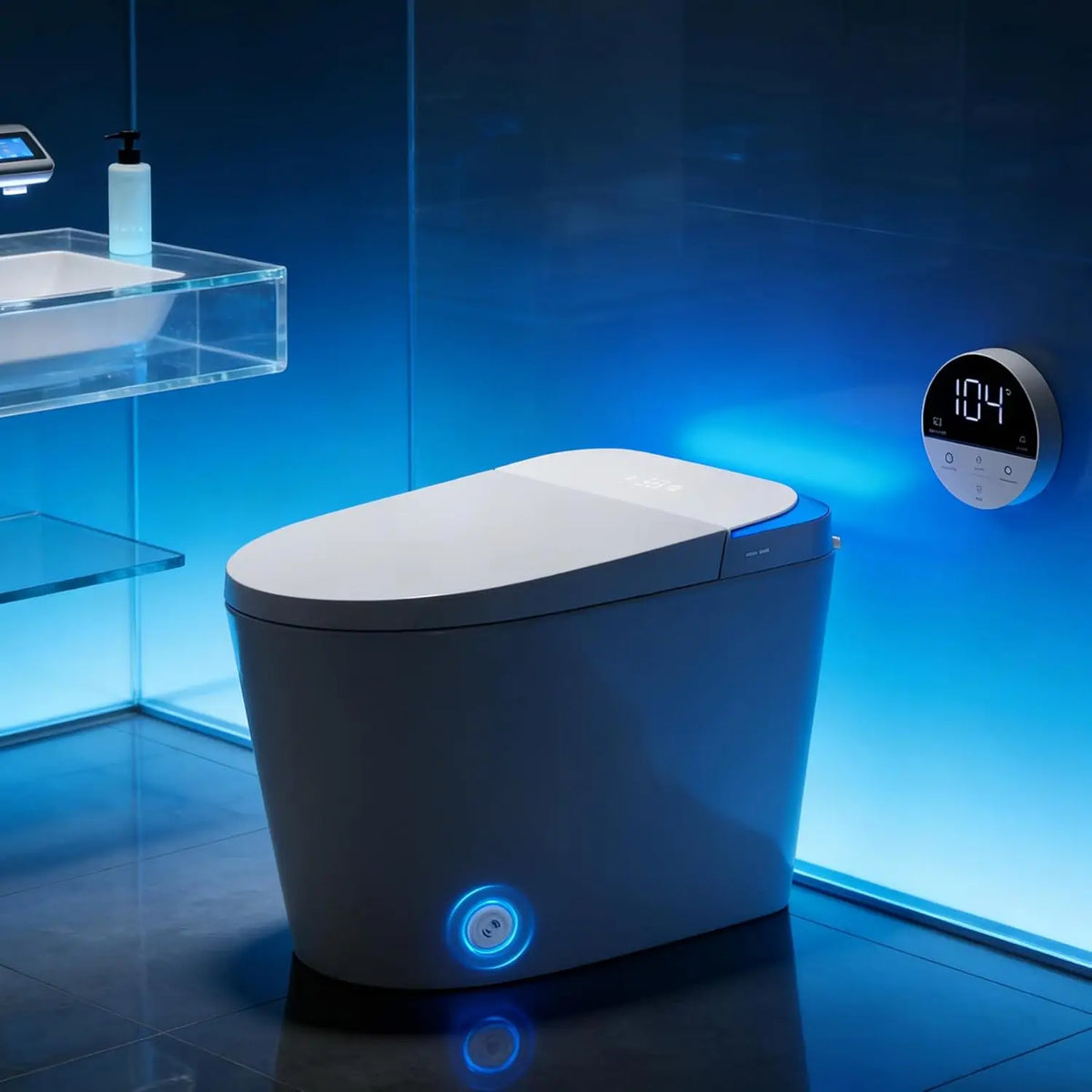 Smart Toilet With Built In Bidet Foam Shield Auto Open Close Lid Dual Flush