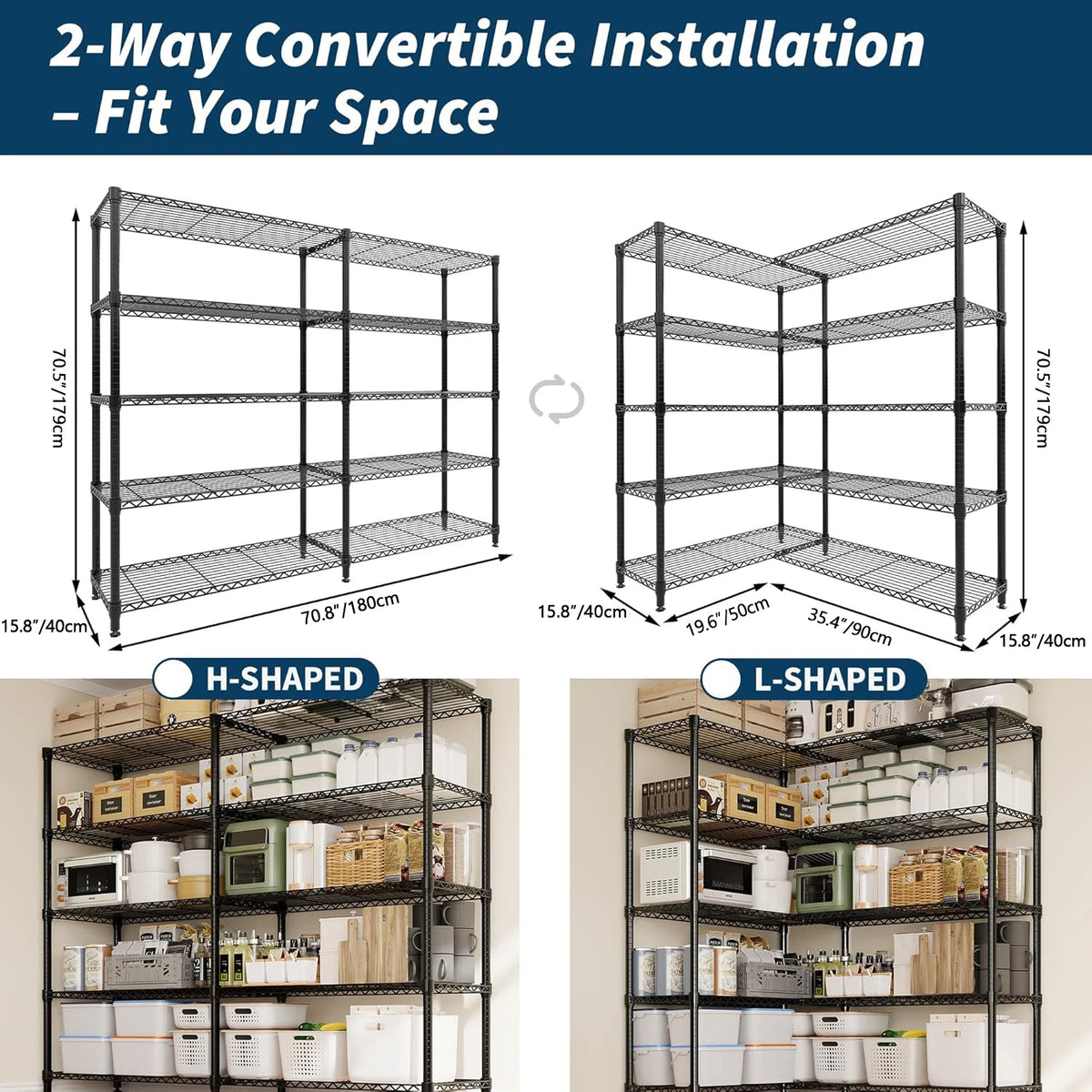 TWISTER.CK Heavy Duty Five Tier Metal Storage Shelving Unit