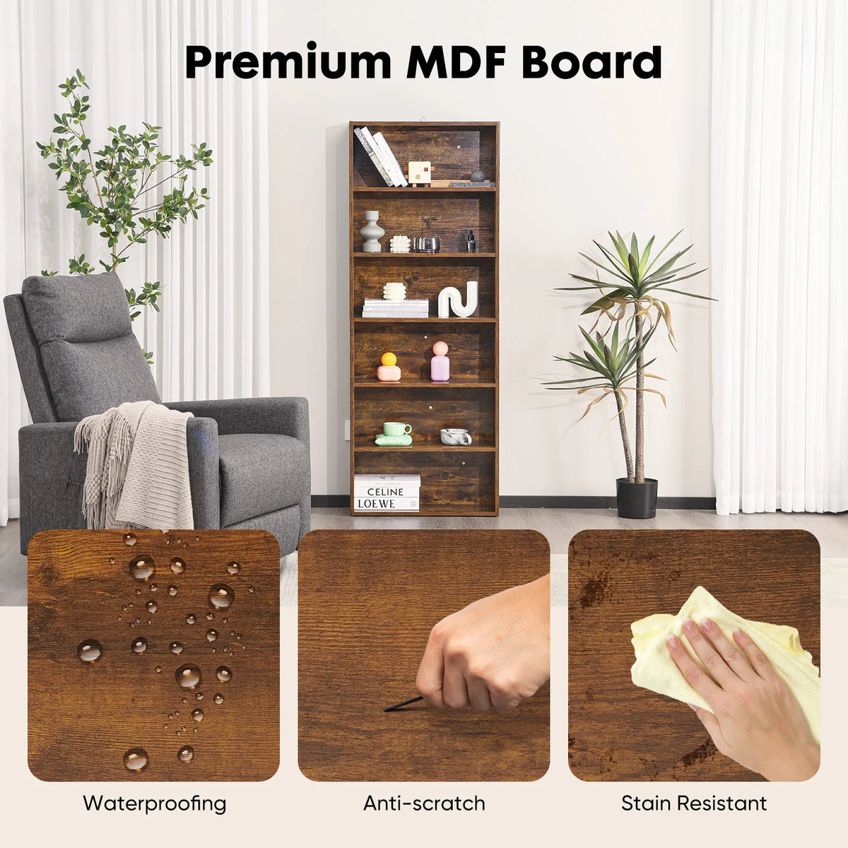 JHK Modern Wooden Bookcase For Home And Office Storage