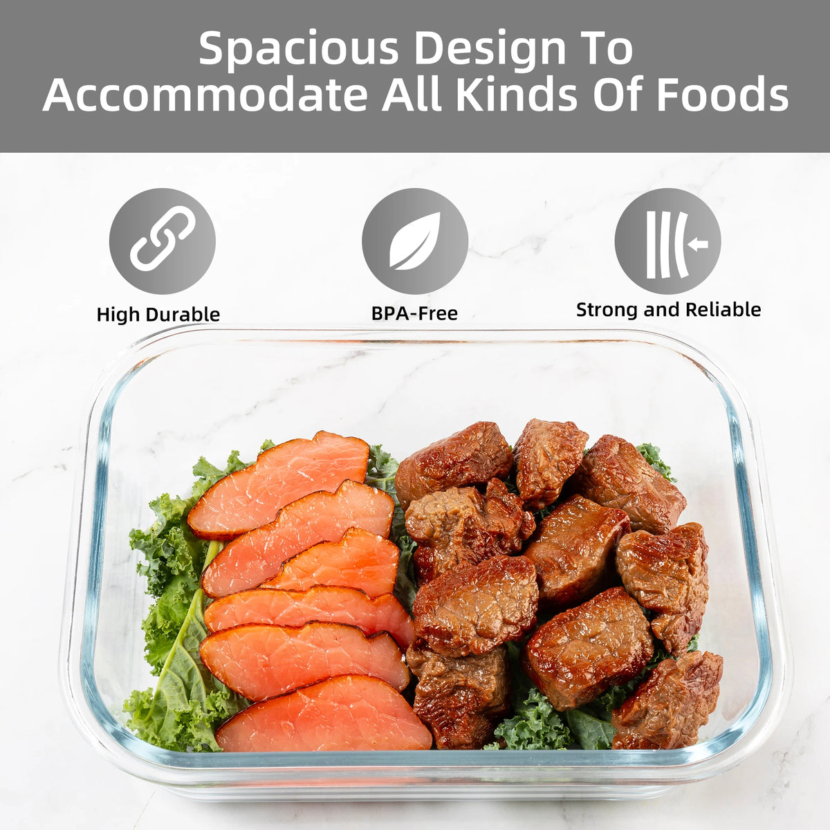 Glass Food Storage Containers Leakproof Airtight BPA Free Microwave Safe
