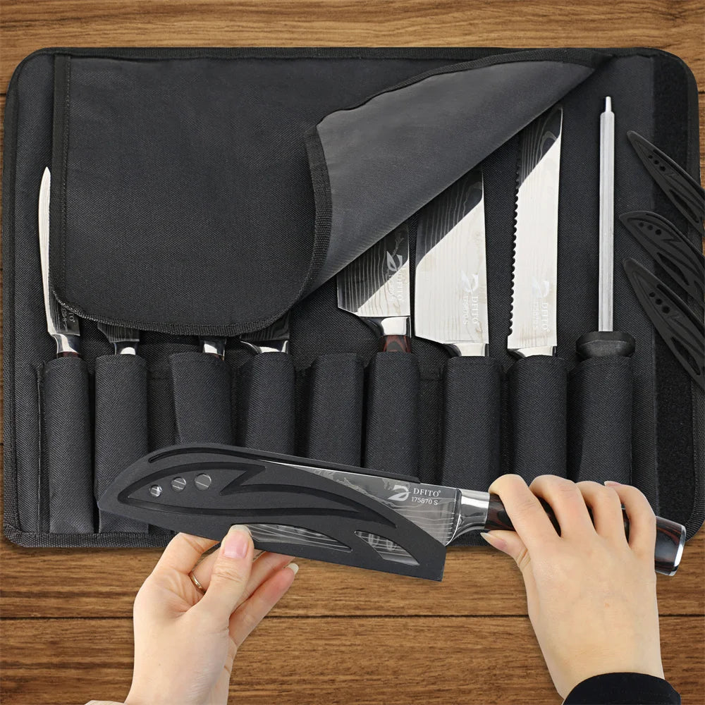 MDHAND Damascus Stainless Steel Knife Set 8 Piece Japanese Style