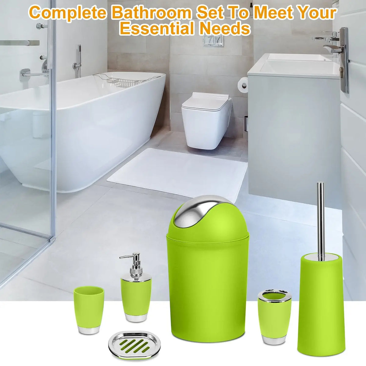 Bathroom Accessories Set With Soap Dispenser And Toothbrush Holder