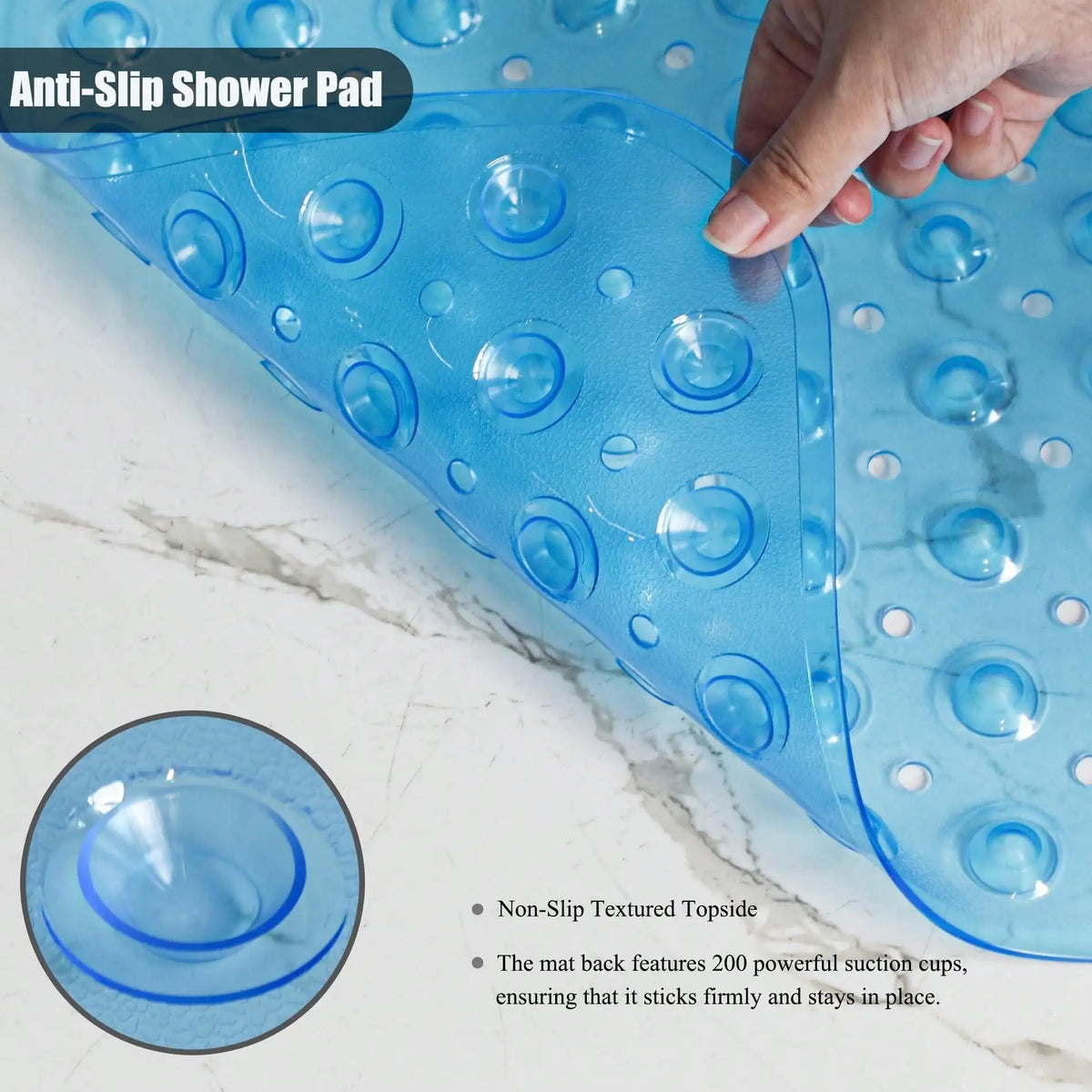 Soft Non Slip Bath Mat With Suction Cups For Bathrooms