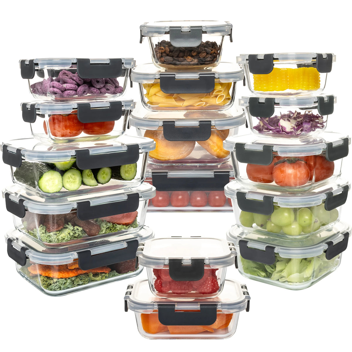 Glass Food Storage Containers Leakproof Airtight BPA Free Microwave Safe