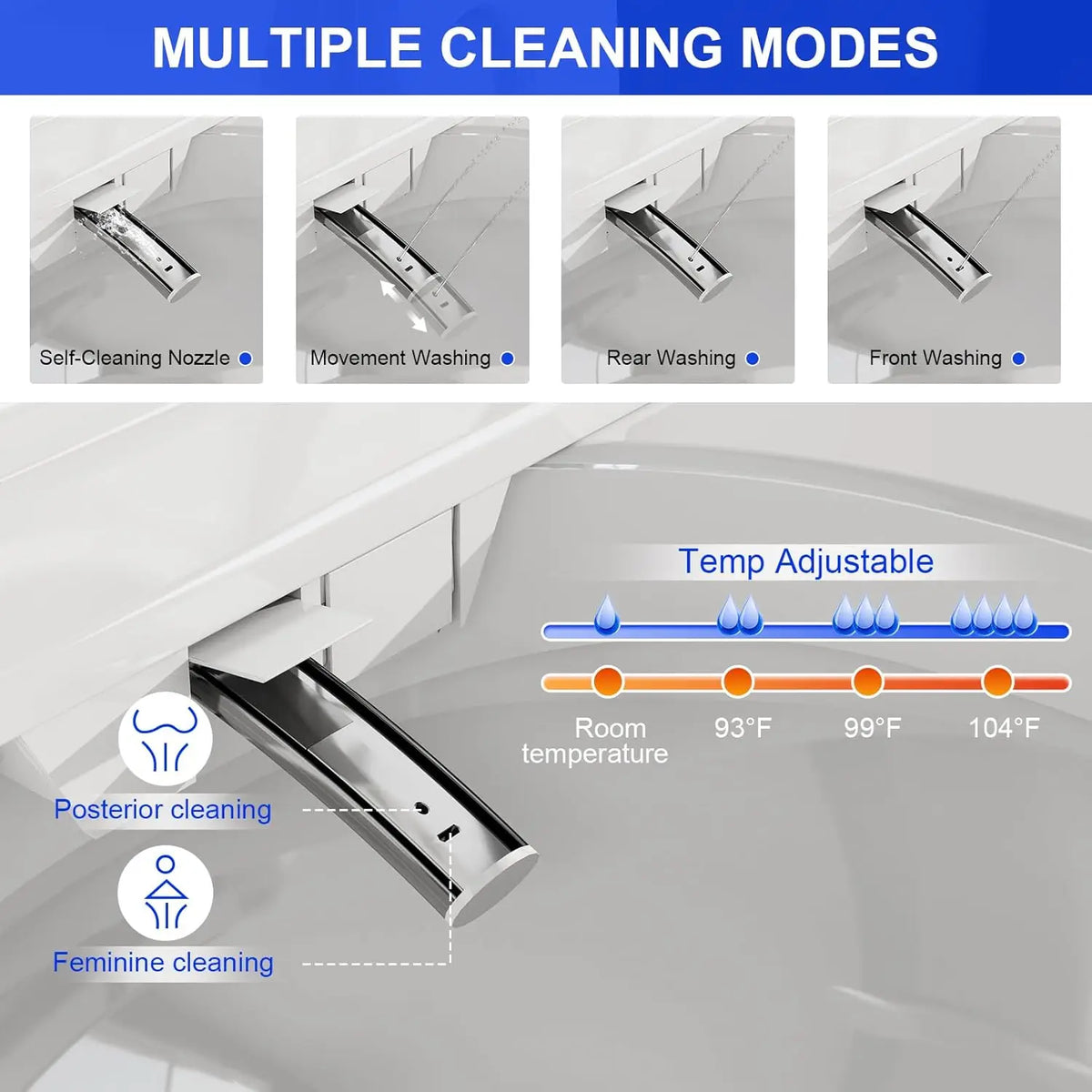 Smart Toilet With Built In Bidet Foam Shield Auto Open Close Lid Dual Flush