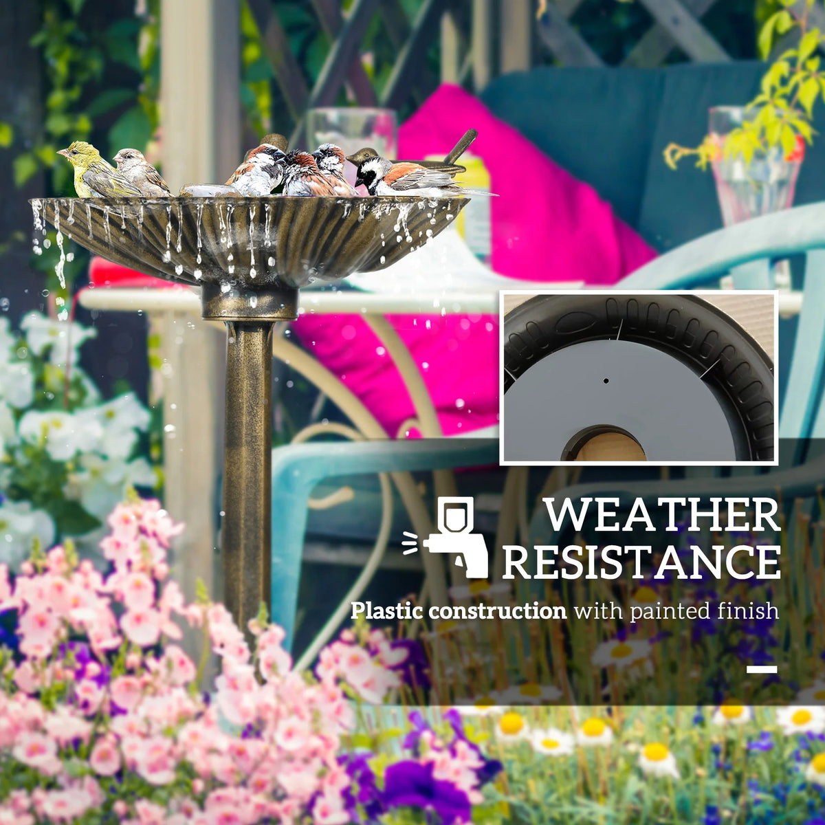 Outsunny Outdoor Bird Bath With Planter Pedestal And Bowl