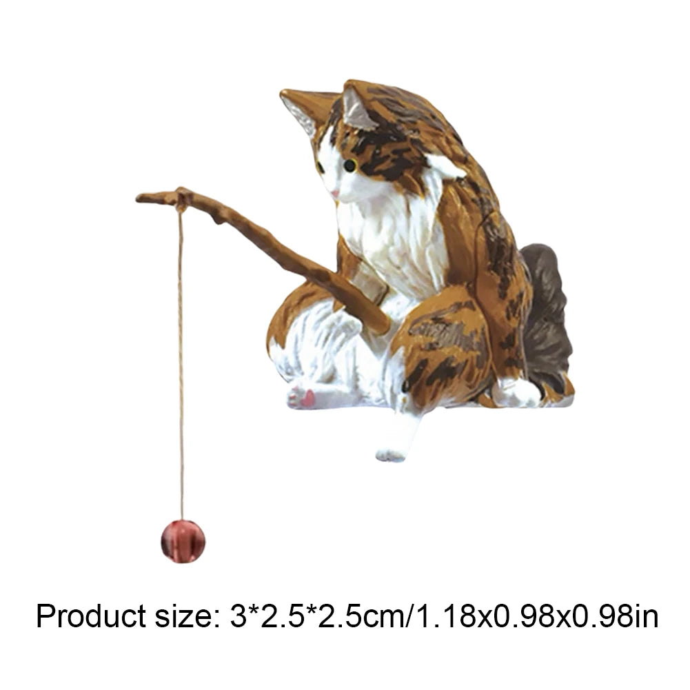 Sikiwind Cute Fishing Cat Figurine Sitting Cat Ornament Aquarium
