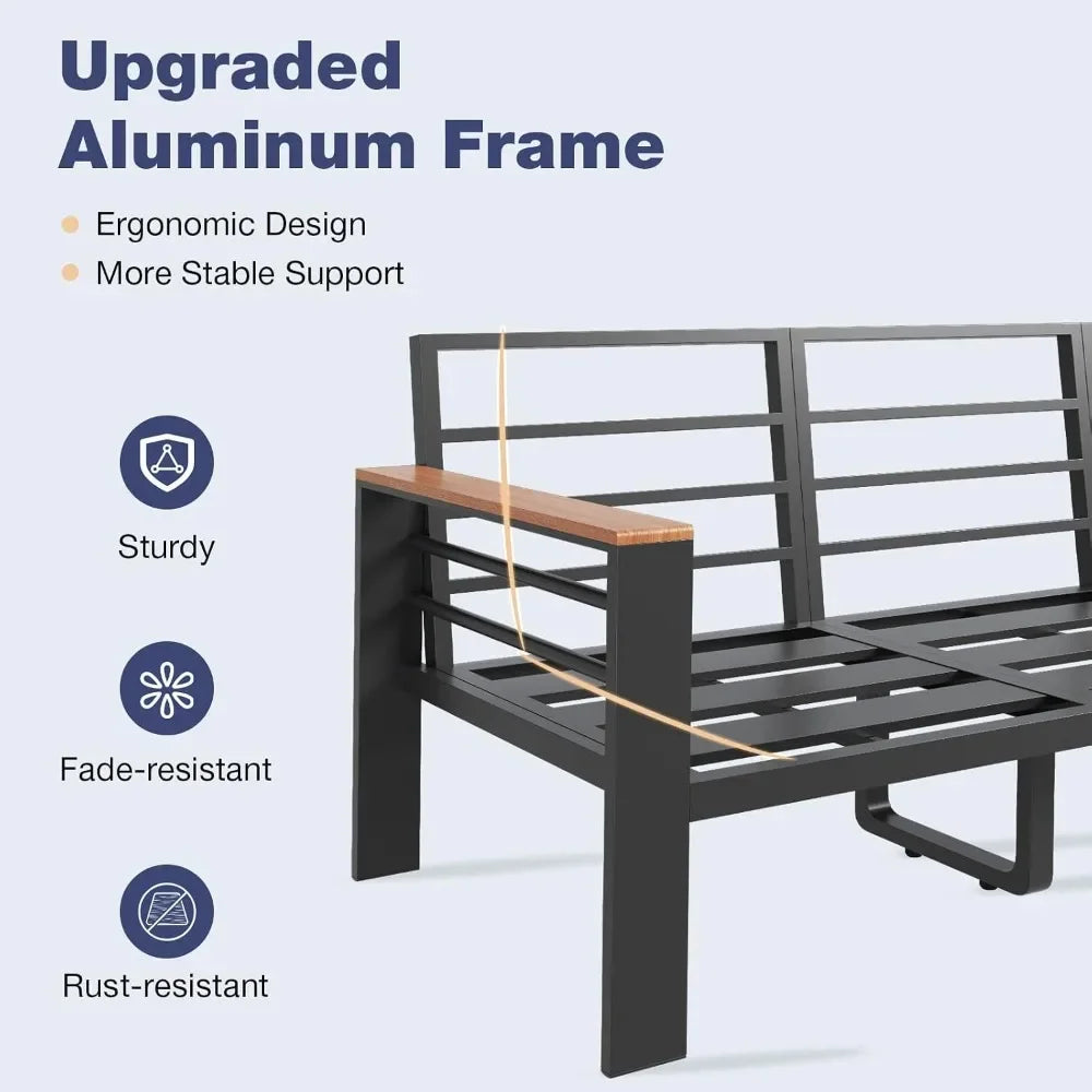 Aluminum Outdoor Patio Sectional Set With Cushions And Coffee Table