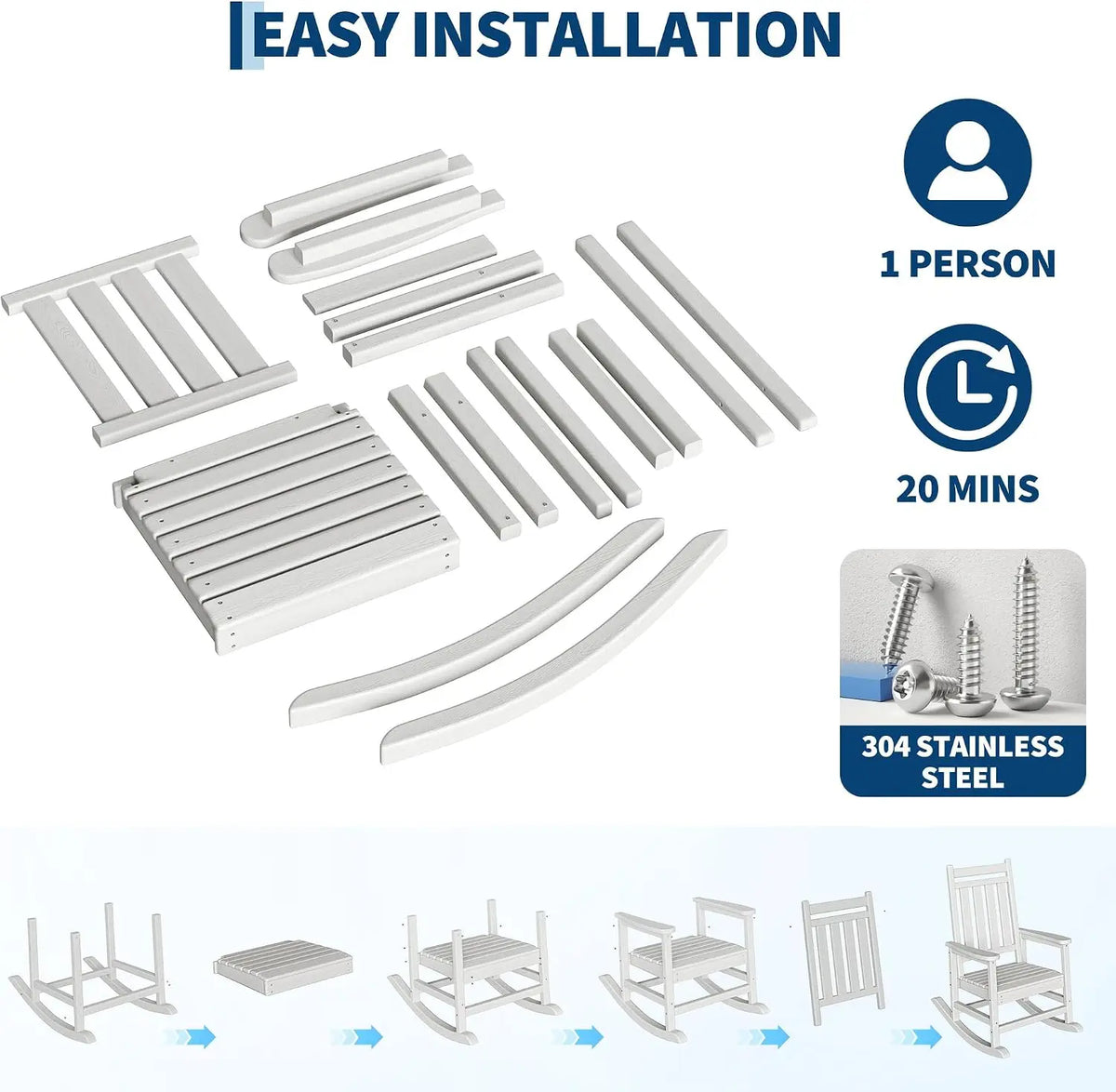 Twister HDPE Outdoor Patio Rocking Chair Set With Table