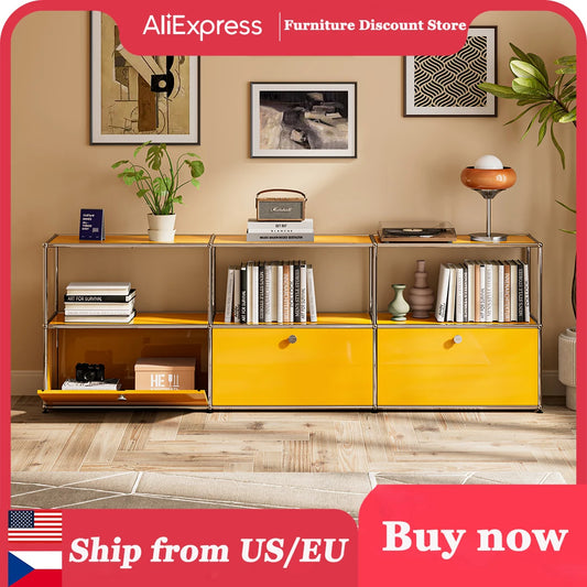 Modern Stainless Steel Storage Cabinet TV Stand Organizer