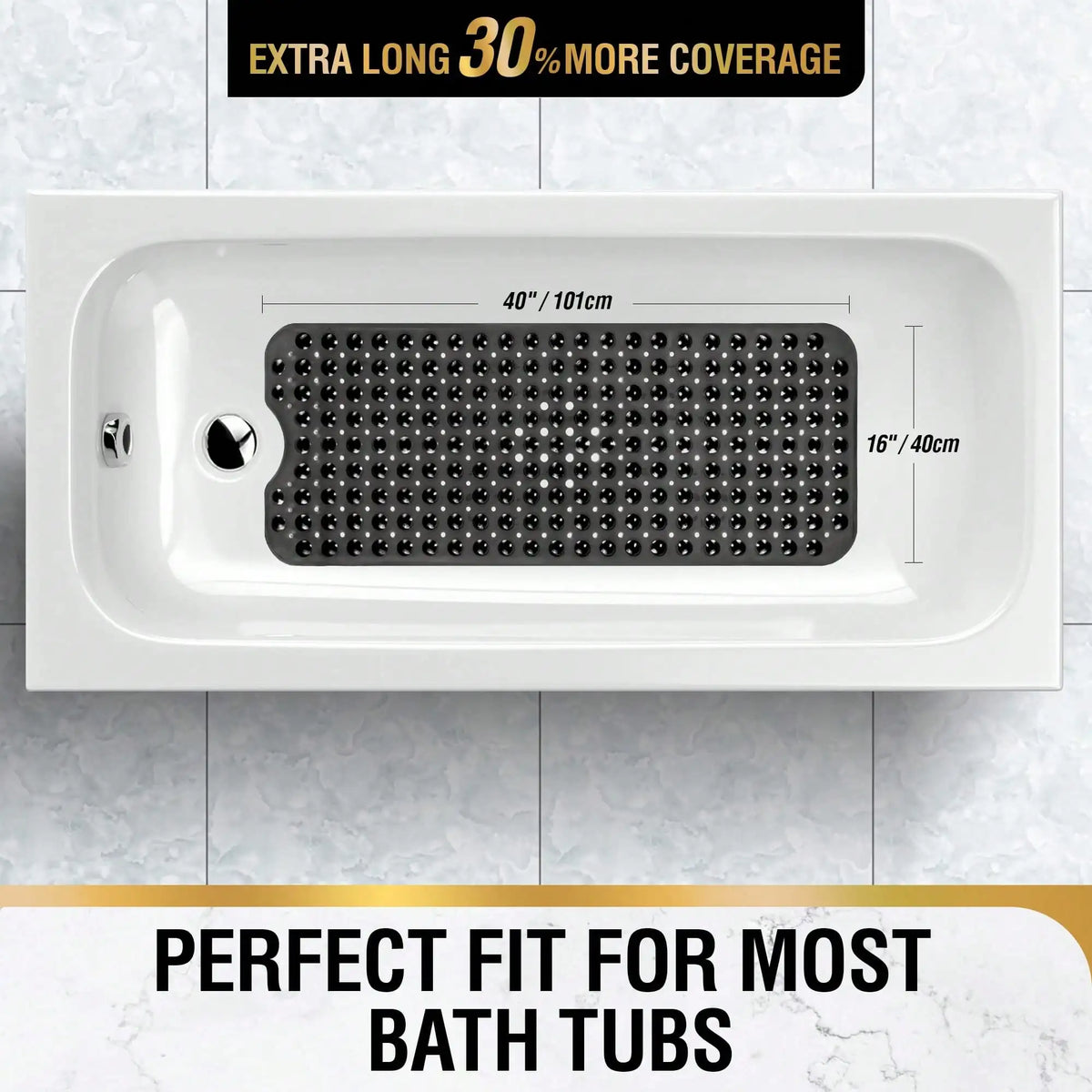 Non Slip Bath Mat With Strong Suction Cups Drain Holes