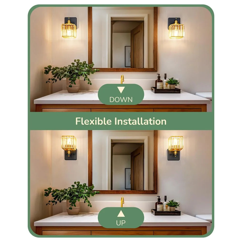 Modern Hardwired Crystal Wall Sconces For Bathroom Vanity Lighting