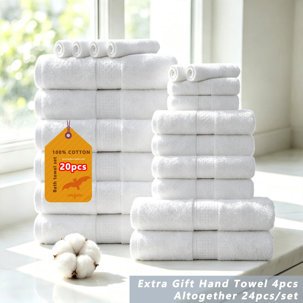 Premium Cotton Bath Towel Set Bathroom High Absorption Fast Drying