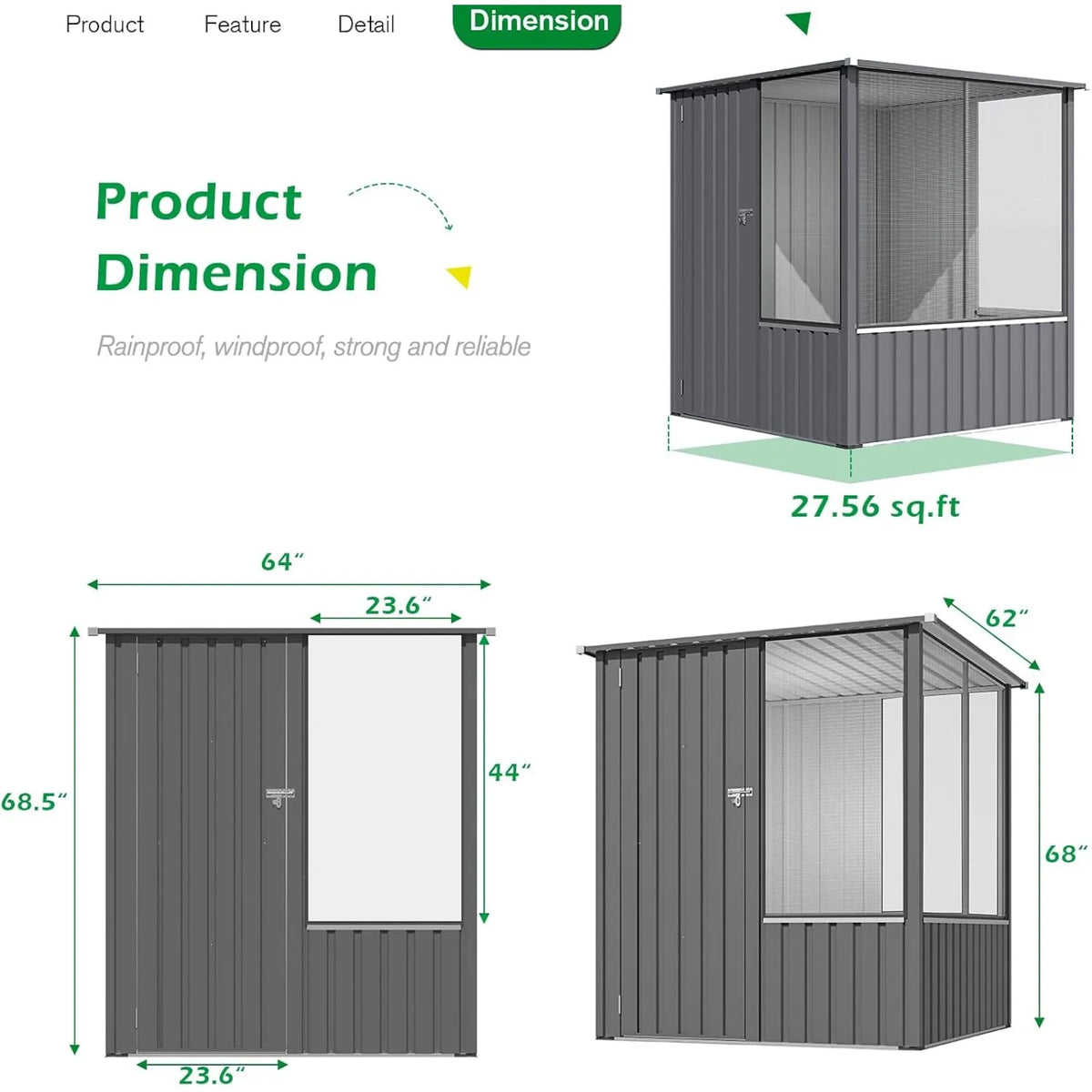 Large Outdoor Metal Bird Walk-in Aviary With Lockable Mesh Door