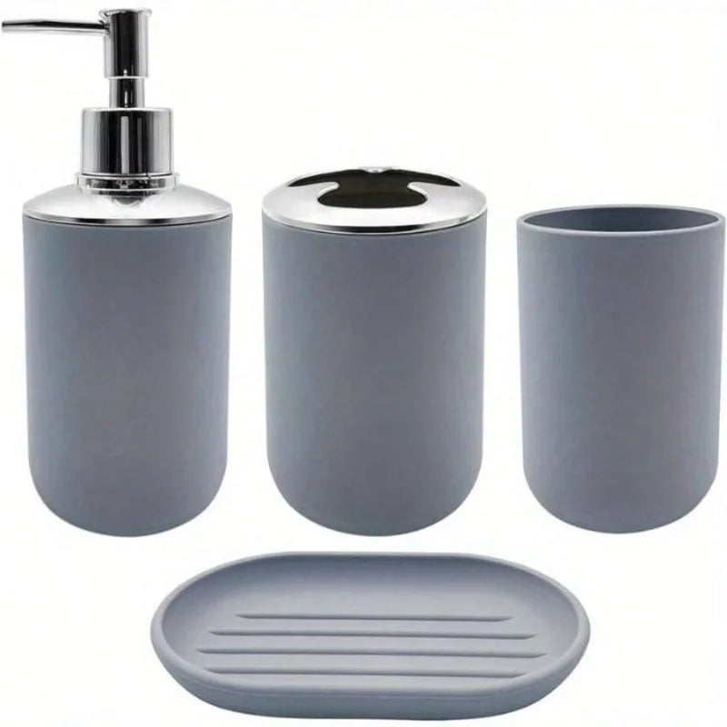 Modern Bathroom Accessory Set With Soap Dispenser And Toothbrush Holder
