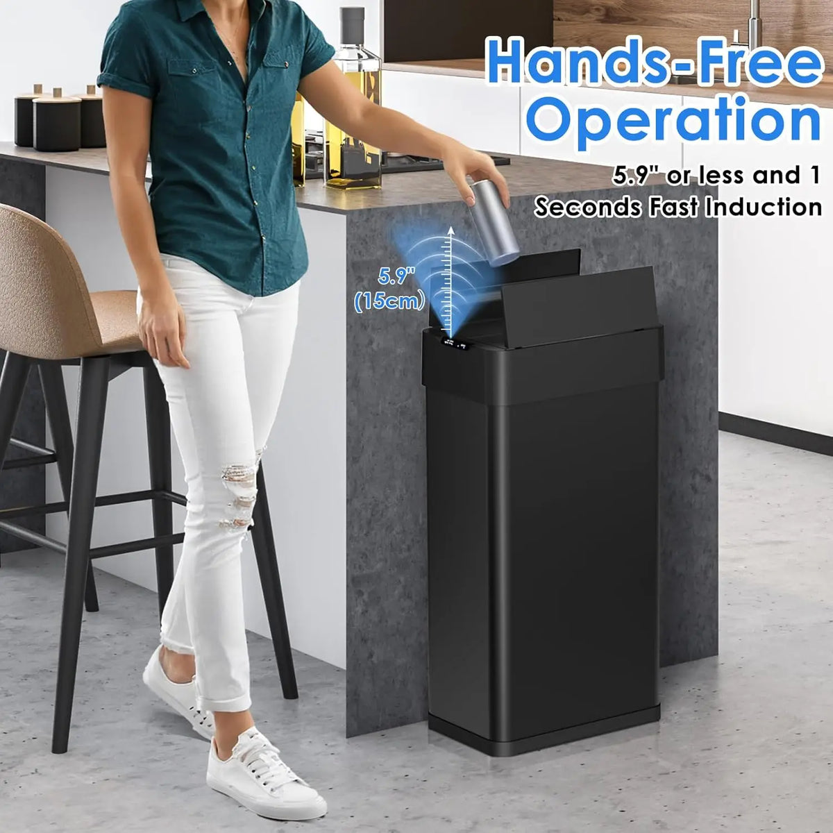 Automatic Motion Sensor Trash Can Indoor Touchless Waste Bin
