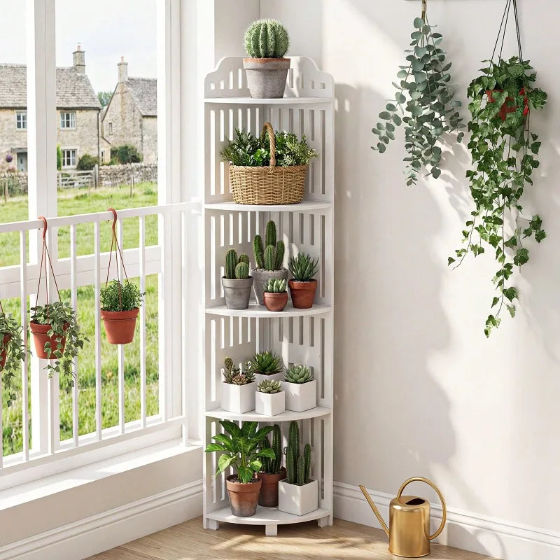 Waterproof Five Tier Metal Corner Shelf Bathroom Storage Rack