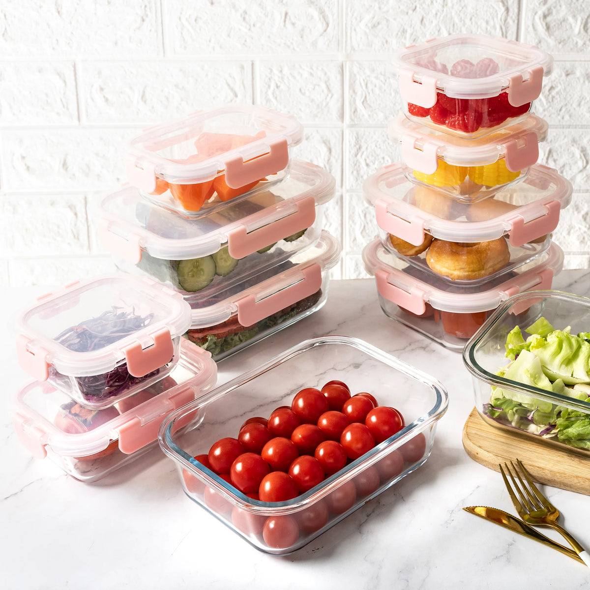 Glass Food Storage Containers Leakproof Airtight BPA Free Microwave Safe
