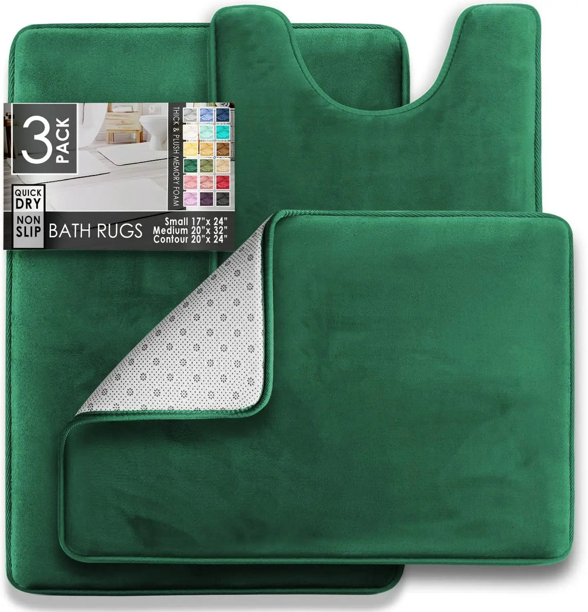 Velvet Memory Foam Bathroom Rugs Set