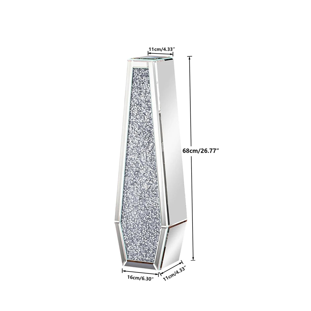 Mirrored Floor Flower Vase With Crushed Diamond Glass Finish